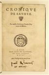 PARADIN, GUILLAUME. Cronique de Savoye. 1552. Lacks the genealogical table. Bound for Ramiro Núñez de Guzmán.